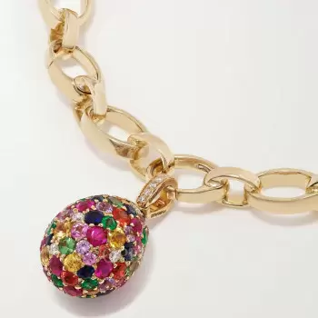 4ctw Multicolor Sapphire Paved Rainbow Egg Charm Bracelet