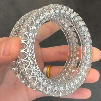 42ctw Round Cut White Sapphire Hollow Vintage Statement Bangle