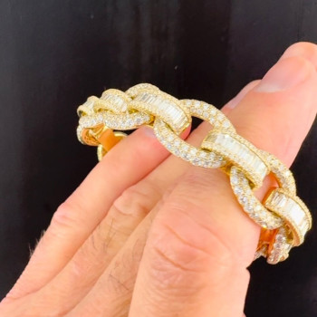 20ctw Round and Baguette Cut Link Bracelet