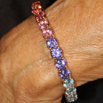 39ctw Round Cut Multicolor Sapphire Rainbow Bracelet