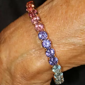 39ctw Round Cut Multicolor Sapphire Rainbow Bracelet