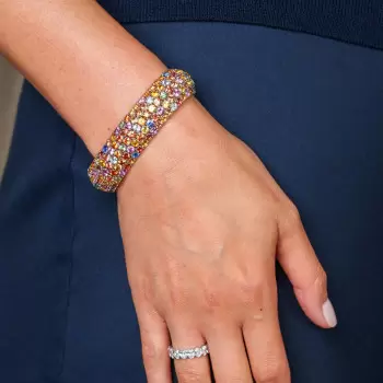 50ctw Round Cut Multicolor Five-row Statement Bracelet