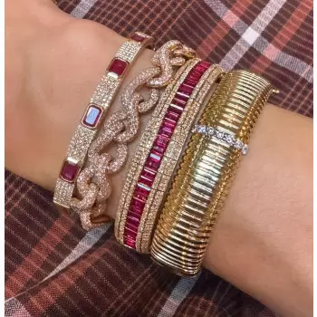 12ctw Baguette Cut Multicolor Sapphire Stackable Bracelet