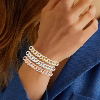 5ctw Baguette Cut White Sapphire Cuban Link Bracelet
