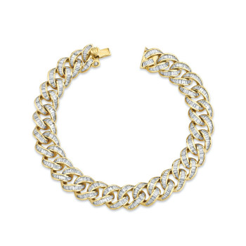 5ctw Baguette Cut White Sapphire Cuban Link Bracelet