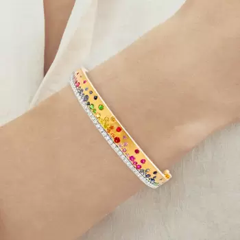 Flush Set Multicolor Sapphire Two Tone Rainbow Starry Bangle