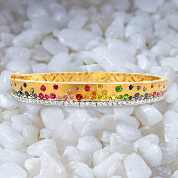 Flush Set Multicolor Sapphire Two Tone Rainbow Starry Bangle