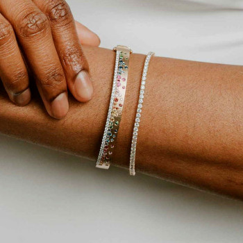 Flush Set Multicolor Sapphire Two Tone Rainbow Starry Bangle