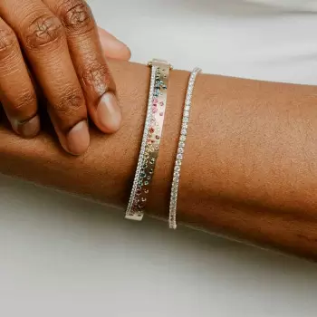 Flush Set Multicolor Sapphire Two Tone Rainbow Starry Bangle