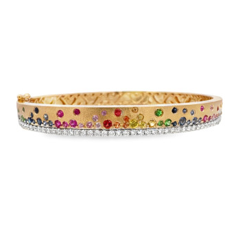 Flush Set Multicolor Sapphire Two Tone Rainbow Starry Bangle