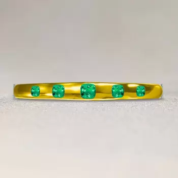 6ctw Bezel-set Cushion Cut Emerald Bangle