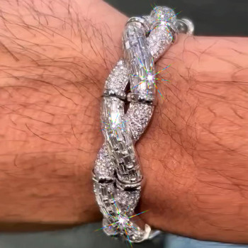 12ctw Baguette and Round Cut Infinity Bangle