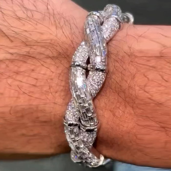 12ctw Baguette and Round Cut Infinity Bangle