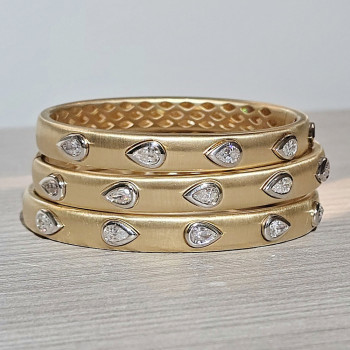 2.5ctw Pear Cut White Sapphire Two Tone Bangle