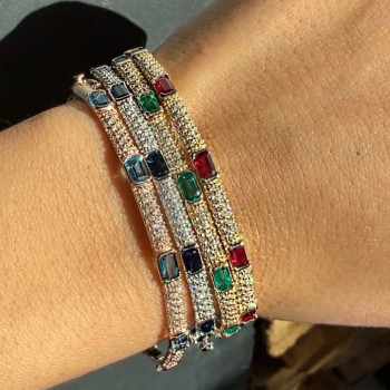 4ctw Emerald Cut Multicolor Sapphire Classic Bangle
