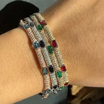 4ctw Emerald Cut Multicolor Sapphire Classic Bangle