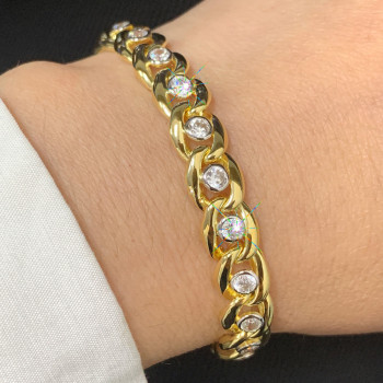 5ctw Round Cut White Sapphire Curb Link Bracelet