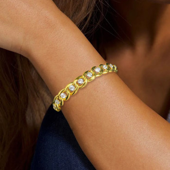 5ctw Round Cut White Sapphire Curb Link Bracelet