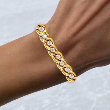 5ctw Round Cut White Sapphire Curb Link Bracelet
