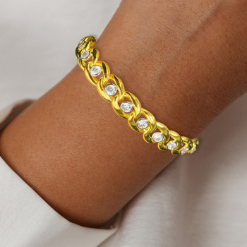 5ctw Round Cut White Sapphire Curb Link Bracelet