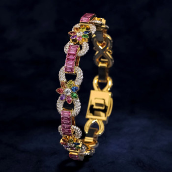 20ctw Pear Cut Multicolor Sapphire Infinity Bracelet