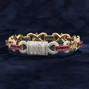 20ctw Pear Cut Multicolor Sapphire Infinity Bracelet