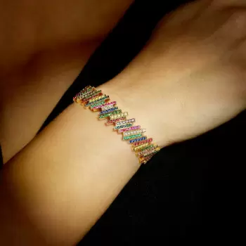 12ctw Multicolor Sapphire Geommetric Rainbow Bracelet