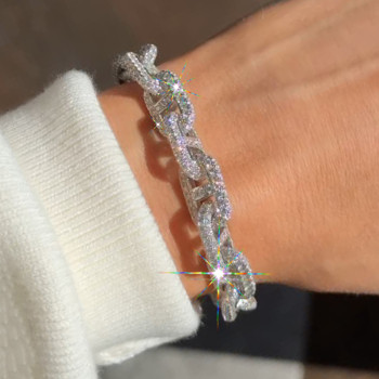 16ctw Round Cut White Sapphire Paved Link Bracelet