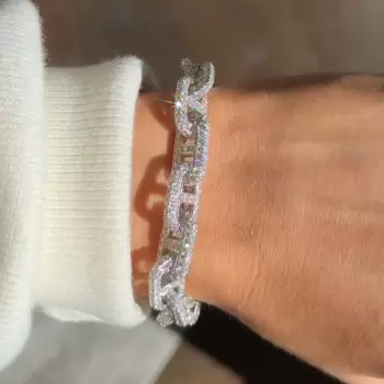 16ctw Round Cut White Sapphire Paved Link Bracelet