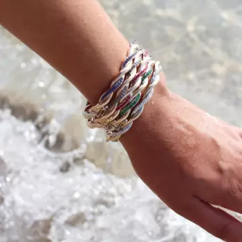 Multicolor Sapphire Paved Twist Mobius Bangle