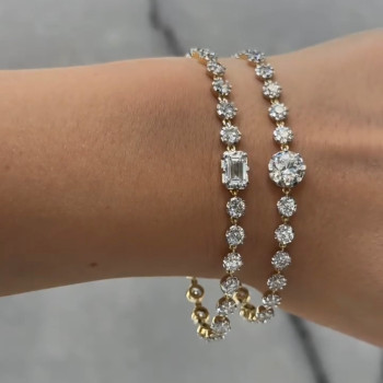 5ctw Multi-cut White Sapphire Two Tone Tennis Bracelet