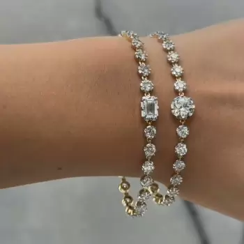 5ctw Multi-cut White Sapphire Two Tone Tennis Bracelet