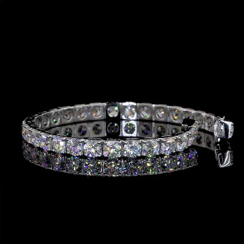 18ctw Round Cut White Sapphire Classic Box Tennis Bracelet