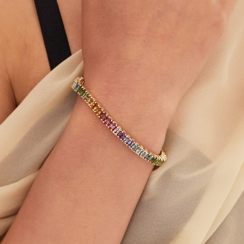 12ctw Oval Cut Multicolor Sapphire Rainbow Bracelet