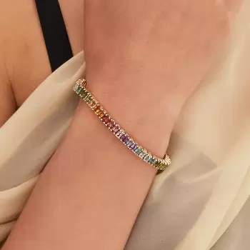 12ctw Oval Cut Multicolor Sapphire Rainbow Bracelet