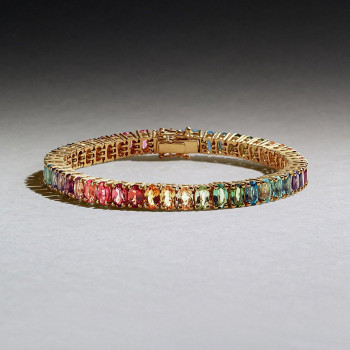 12ctw Oval Cut Multicolor Sapphire Rainbow Bracelet