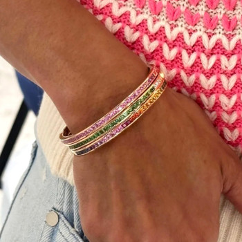 6ctw Channel-set Princess Cut Multicolor Sapphire Eternity Bangle