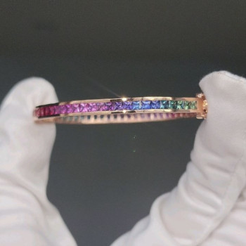 6ctw Channel-set Princess Cut Multicolor Sapphire Eternity Bangle
