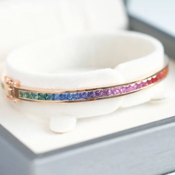 6ctw Channel-set Princess Cut Multicolor Sapphire Eternity Bangle