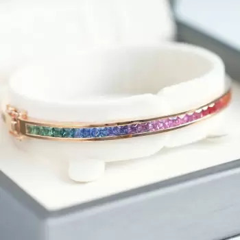 6ctw Channel-set Princess Cut Multicolor Sapphire Eternity Bangle