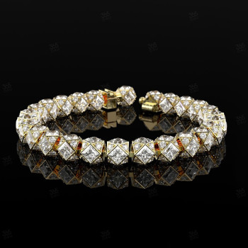 20ctw Princess and Round Cut Cube Bracelet