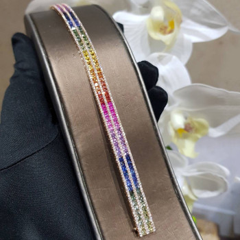 30ctw Multicolor Sapphire Double-row Rainbow Bracelet