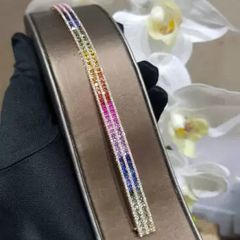 30ctw Multicolor Sapphire Double-row Rainbow Bracelet