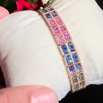 30ctw Multicolor Sapphire Double-row Rainbow Bracelet