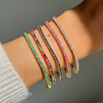 6ctw Round Cut Multicolor Sapphire Classic Tennis Bracelet