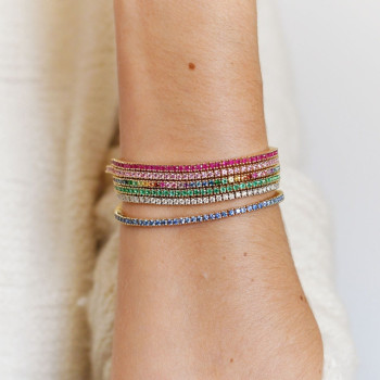 6ctw Round Cut Multicolor Sapphire Classic Tennis Bracelet
