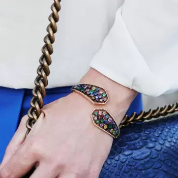 10ctw Princess Cut Rainbow Sapphire Bypass Bracelet