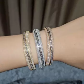 16ctw Baguette and Round Cut Paved Stackable Bangle