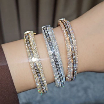 16ctw Baguette and Round Cut Paved Stackable Bangle