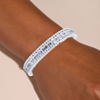 30ctw Emerald Cut White Sapphire Classic Bracelet